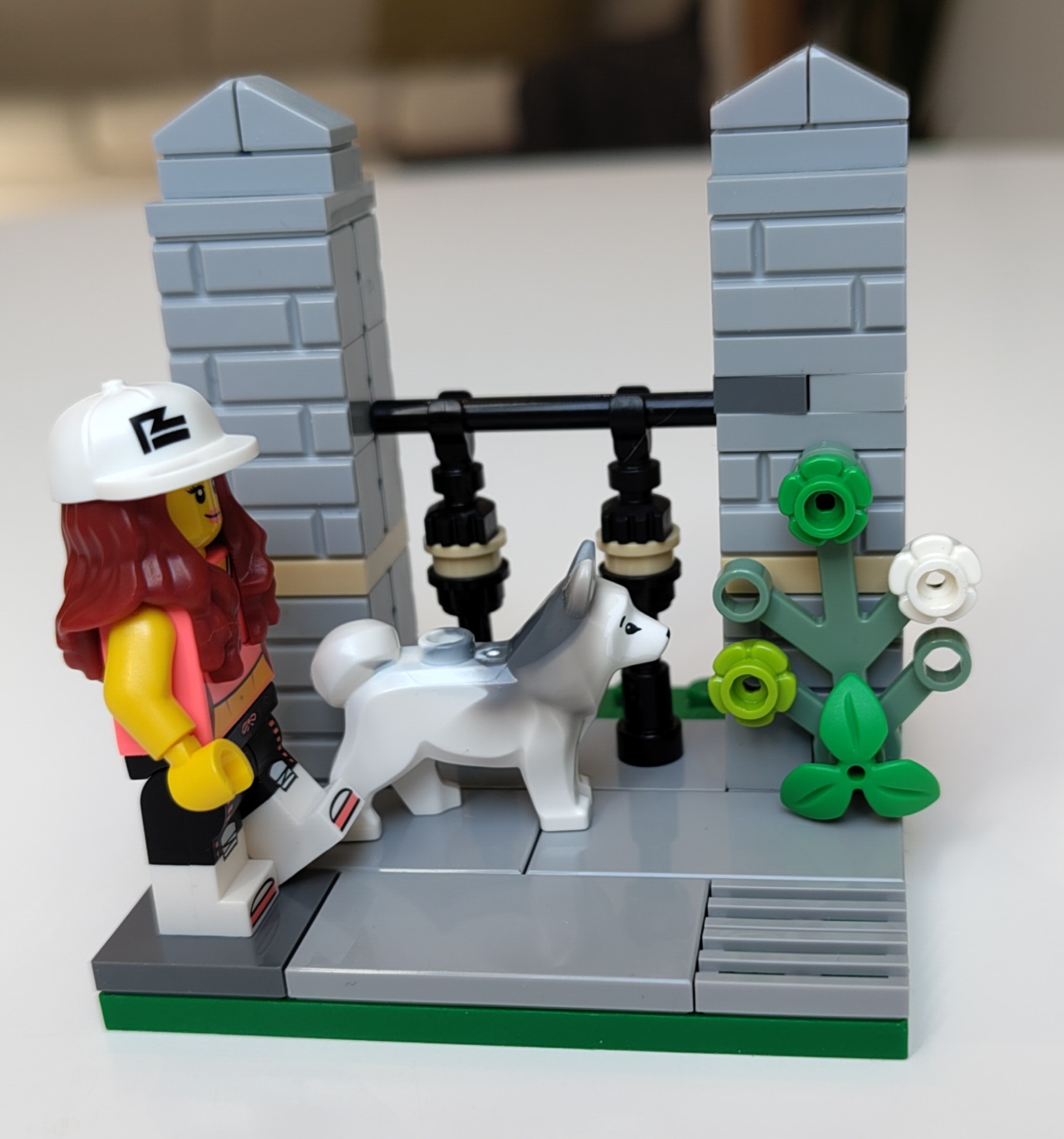 Breaker girl walking the dog in Lego (1. iteration) - by Jacob Emcken.